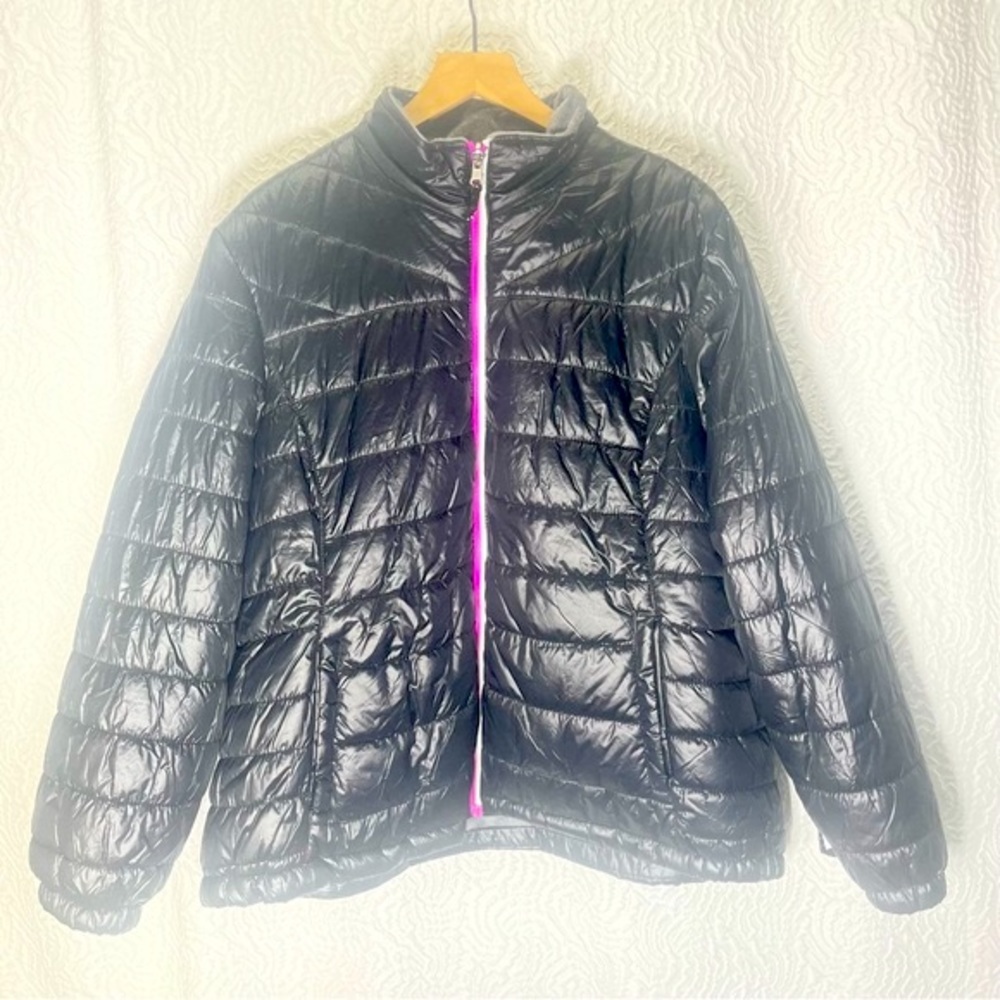 Free Country Black Purple Reversible PufferJacket Windbreaker Plus Size 2X